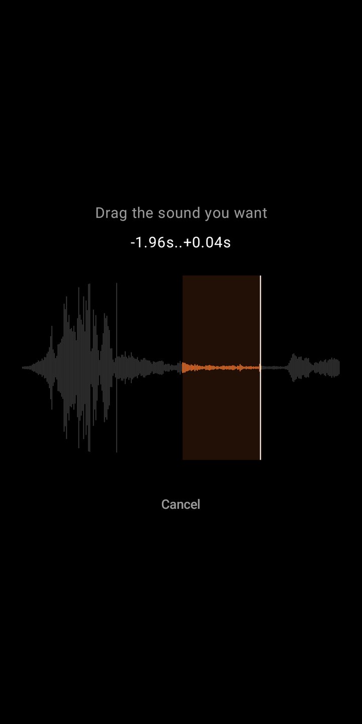 The adjust screen: the window opens over the whole wave and closes over the two seconds it keeps.